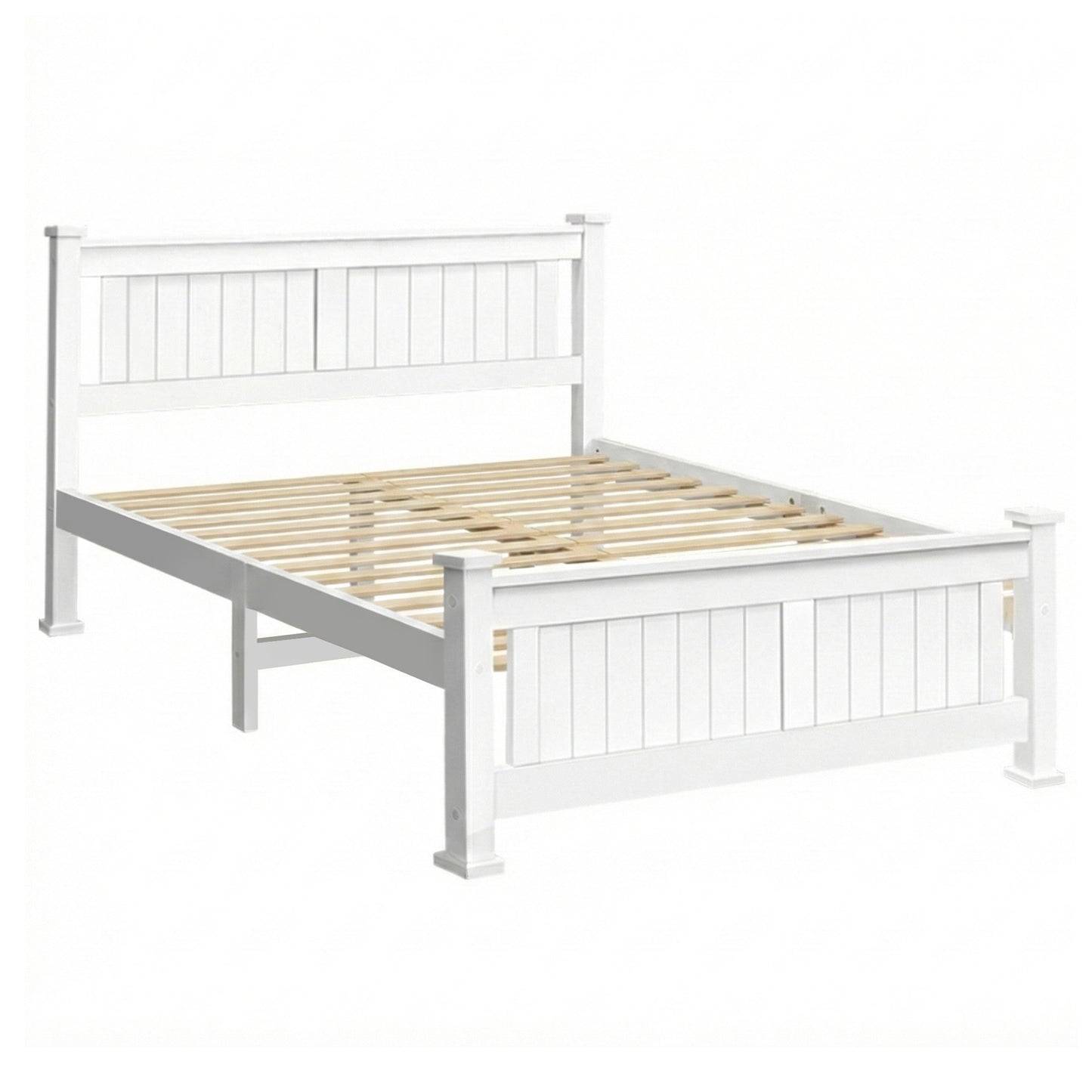 Bed Frame Double Size Wooden - White