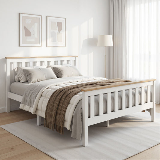 Bed Frame Double Full Size Wooden Pine Timber