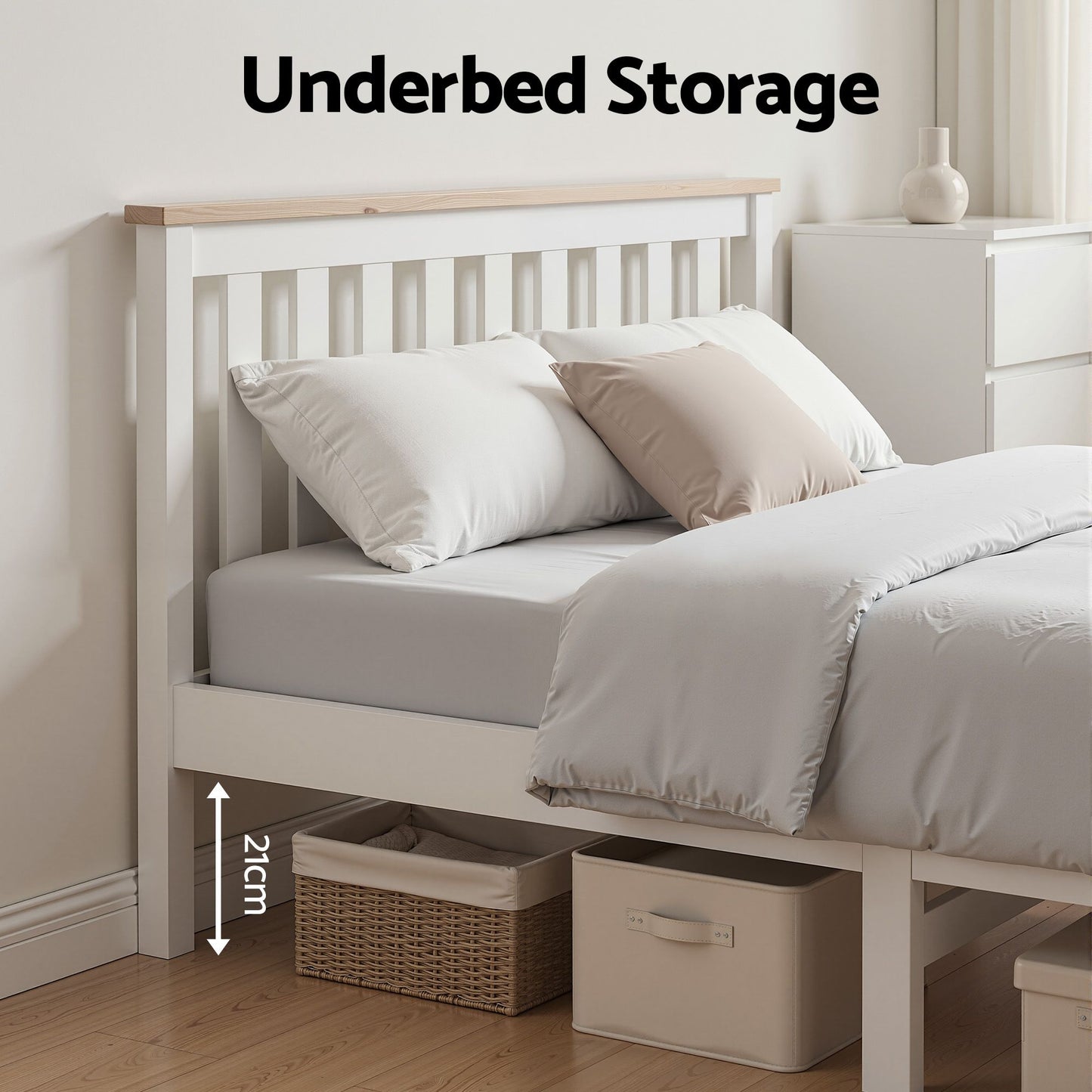 Bed Frame Double Full Size Wooden Pine Timber Mattress Base Pony