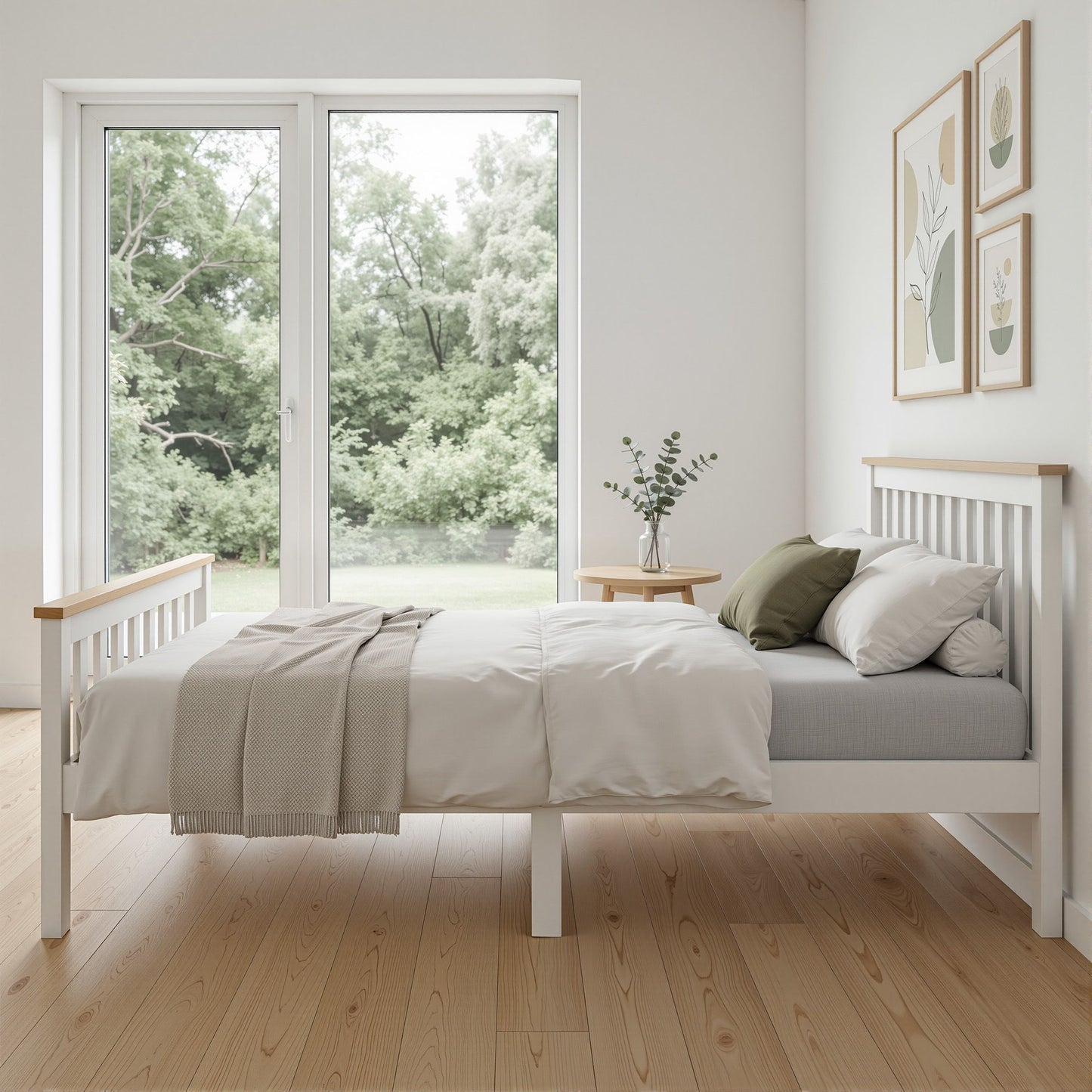 Double Full Size Wooden Pine Timber Mattress Base Pony Bed Frame