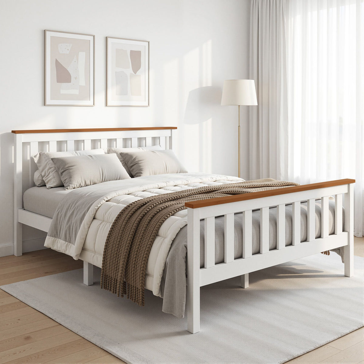 Bed Frame Double Full Size Wooden Pine Timber Mattress Base PONY Kids