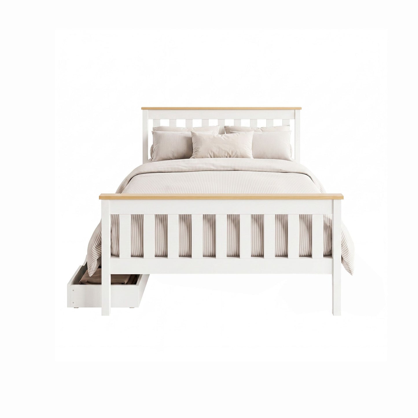 Double Size Wooden Platform 2 Storage Drawers Bed Frame
