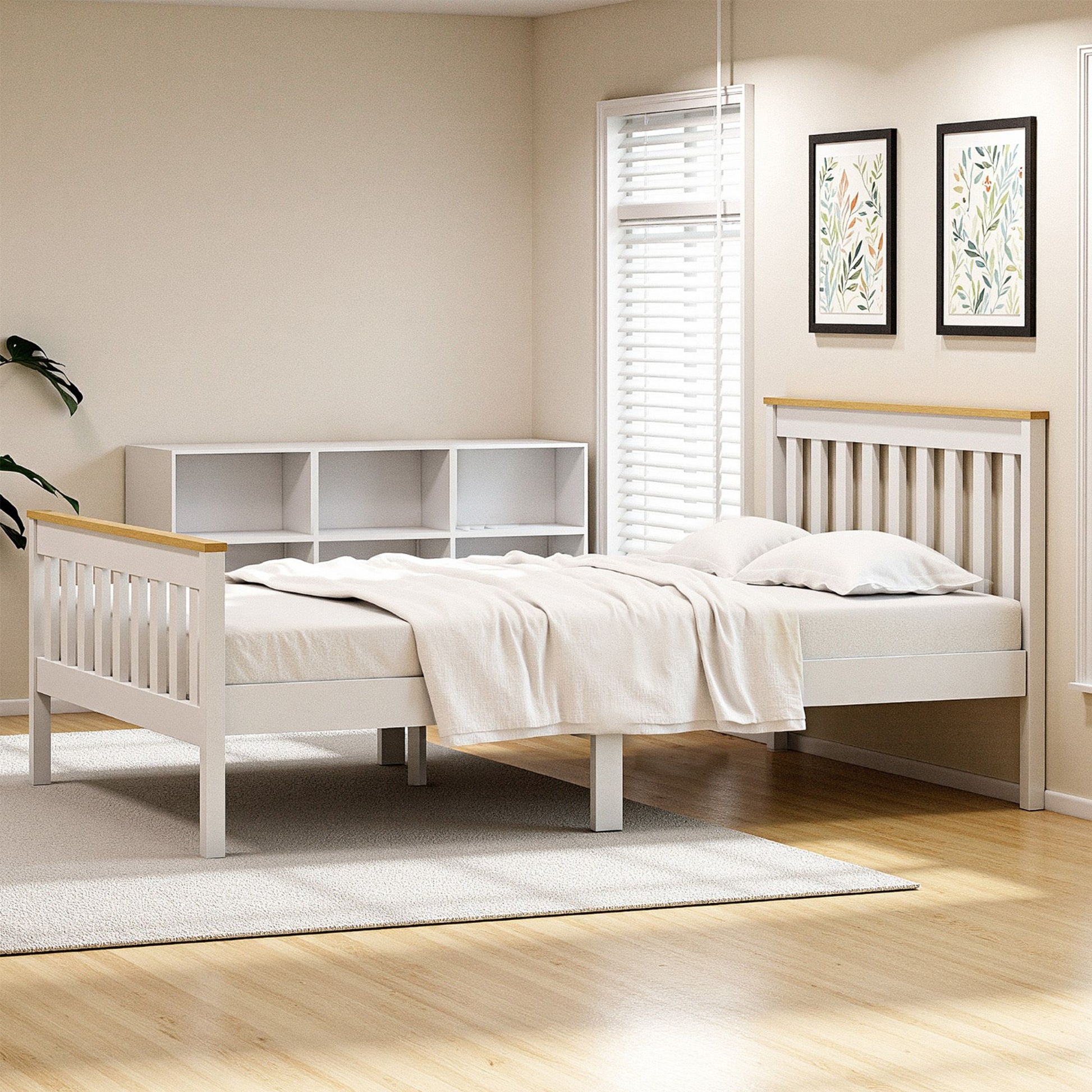 Wooden Platform 2 Storage Drawers White Pony Draw Bed Frame Double Size