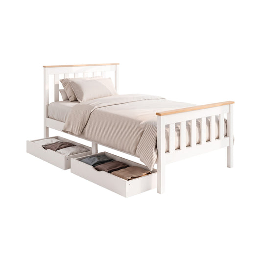 Single white wooden storage bed frame