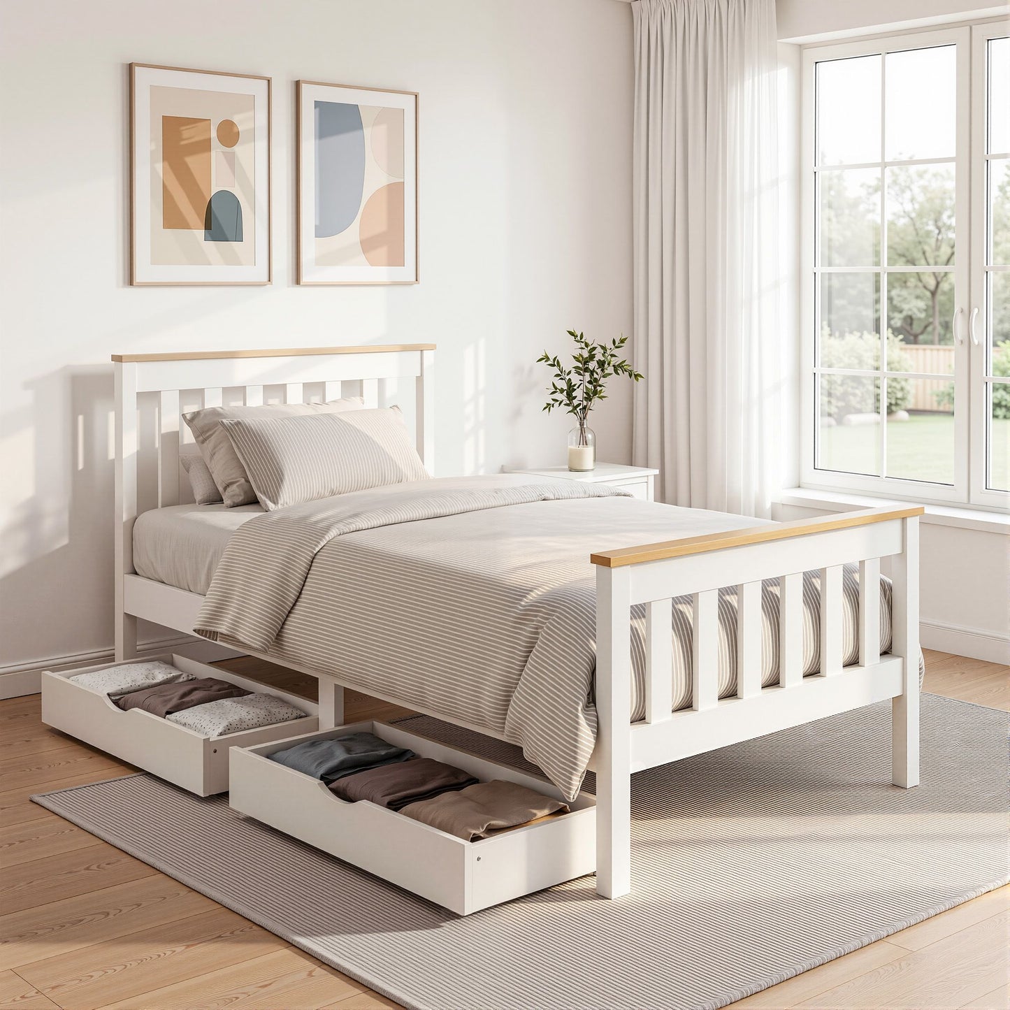 Platform 2 Storage Drawers White Pony Draw Bed Frame Single Size Wooden