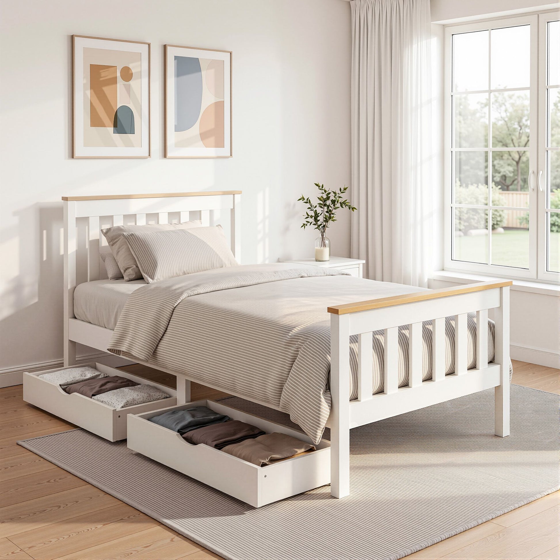 Platform 2 Storage Drawers White Pony Draw Bed Frame Single Size Wooden
