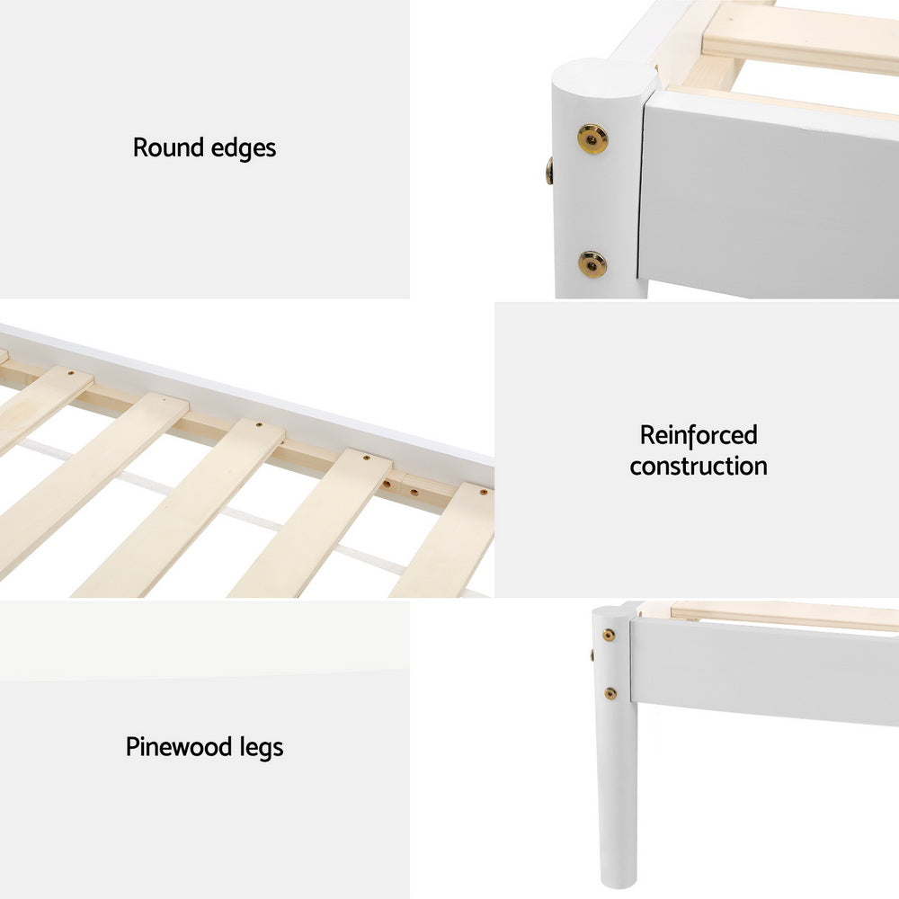 Bed Frame King Single Size Wooden White DALY