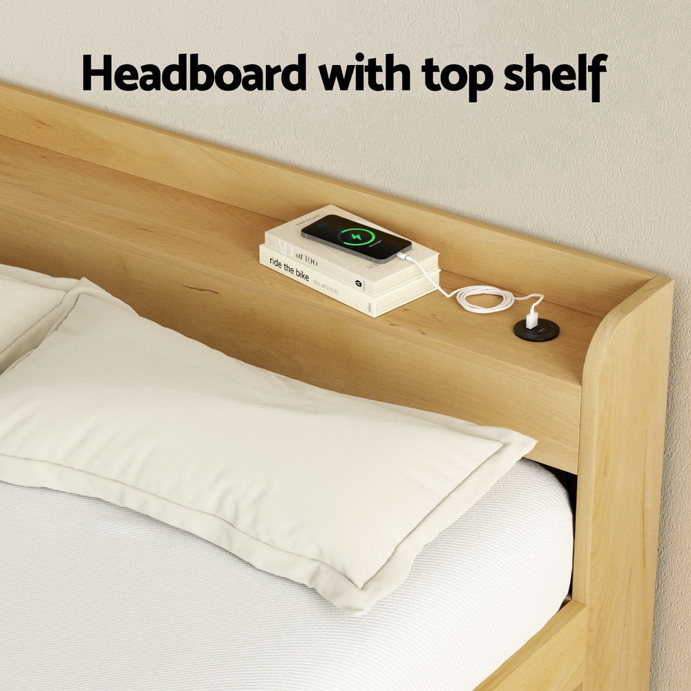 Artiss Bed Frame Double Size with Charging Ports and 2 Drawers AURA