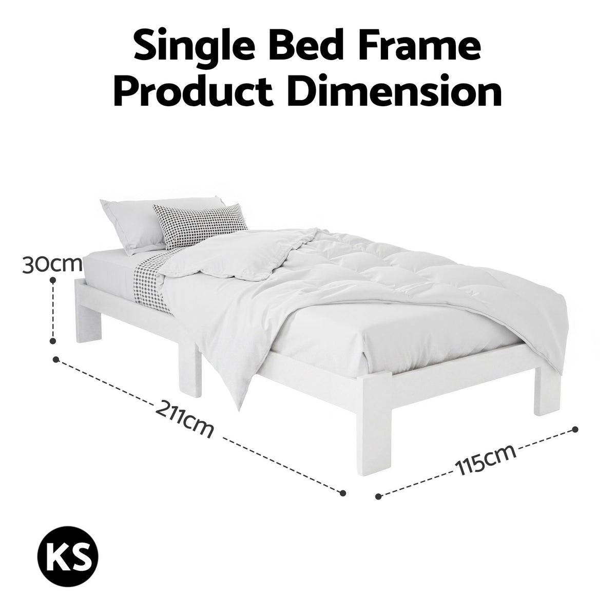 Bed Frame King Single Wooden Mattress Base Timber