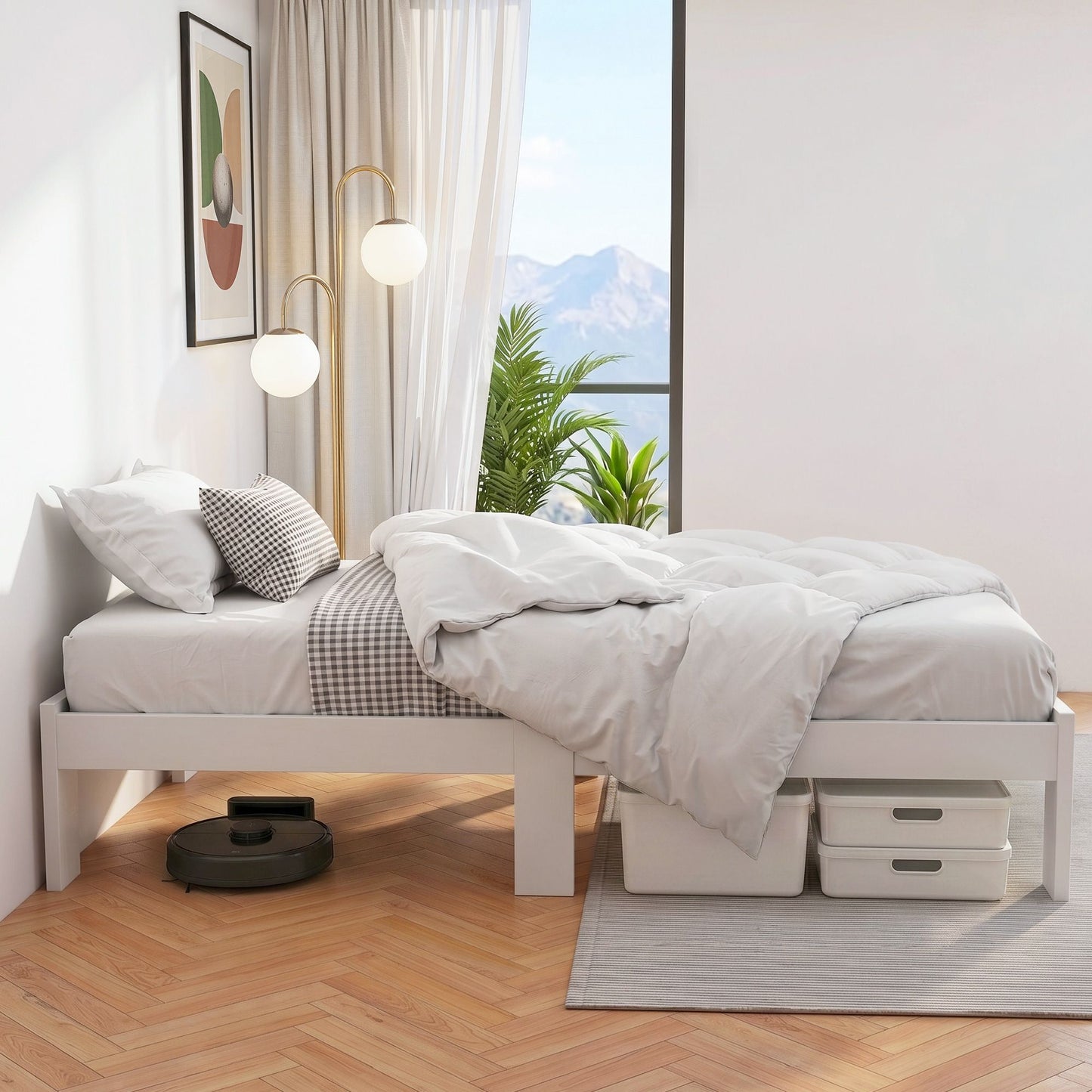 Frame Single Wooden Base Timber Mattress Platform Jade Bed