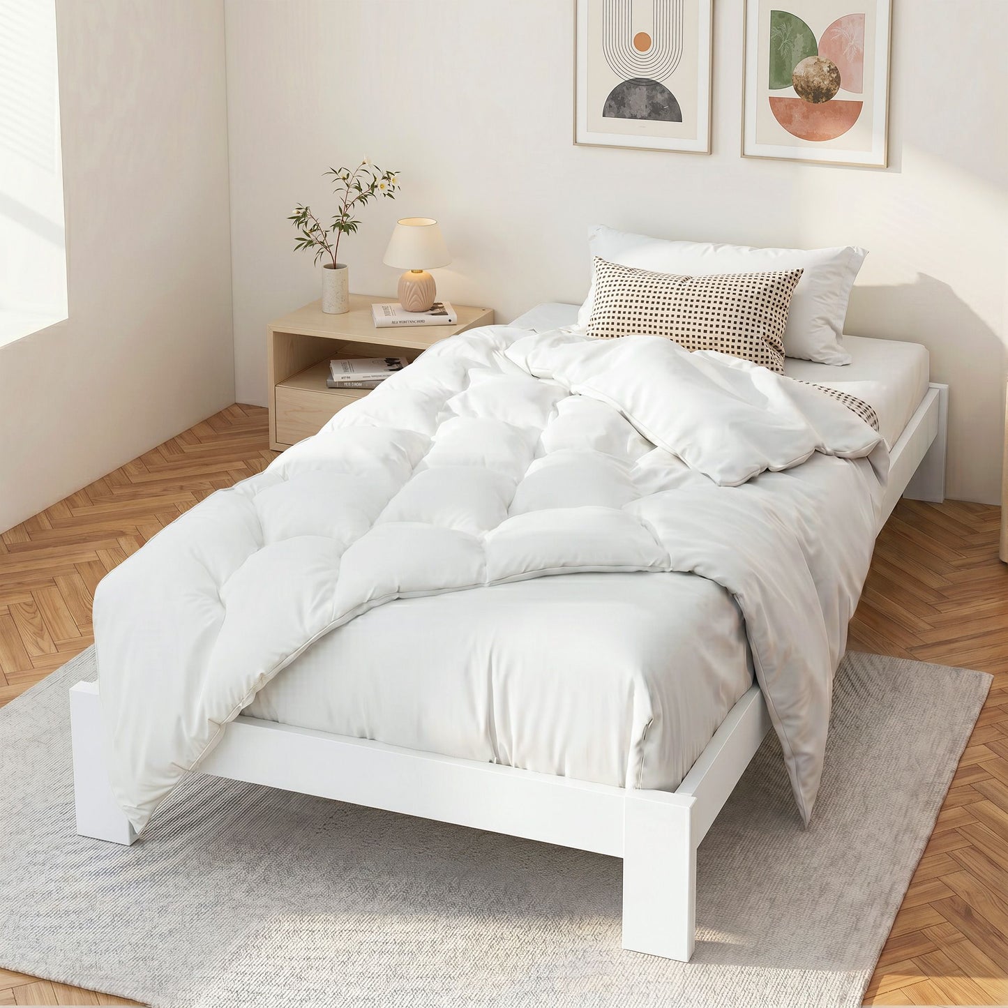 Single Wooden Base Timber Mattress Platform Jade Bed Frame