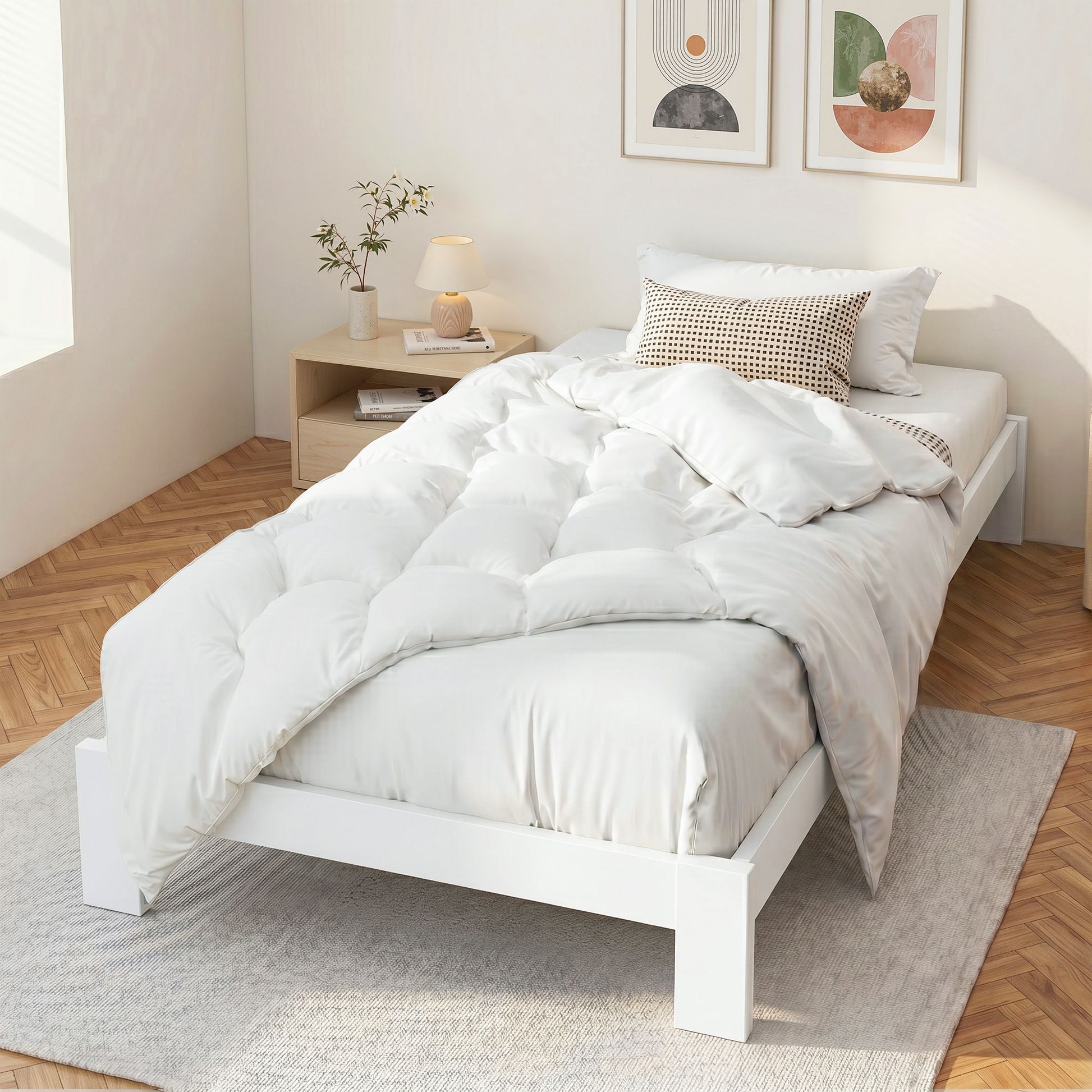 Single Wooden Base Timber Mattress Platform Jade Bed Frame