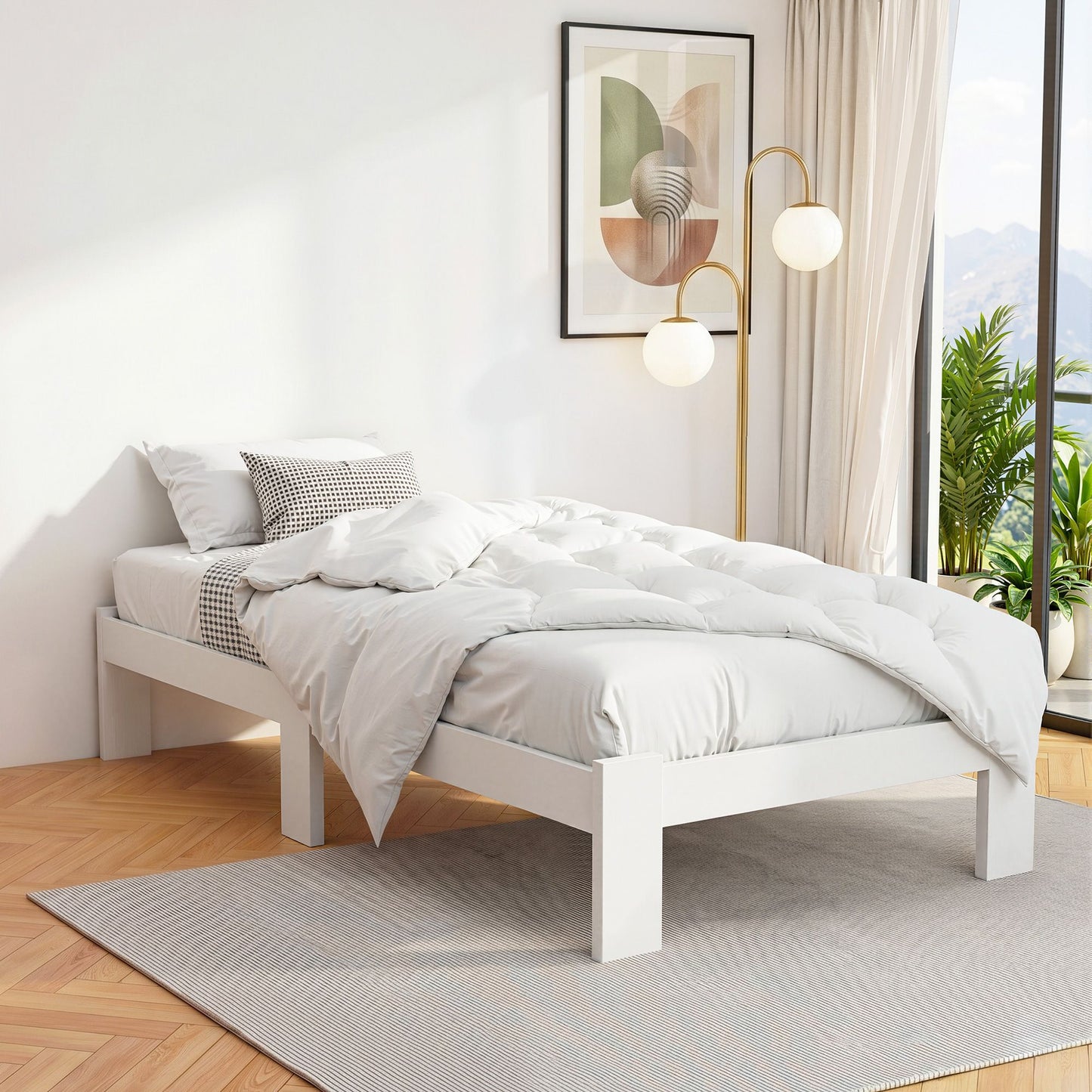 Wooden Base Timber Mattress Platform Jade Bed Frame Single