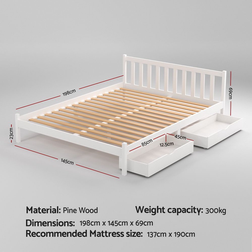 Bed Frame Double Size Wooden Platform