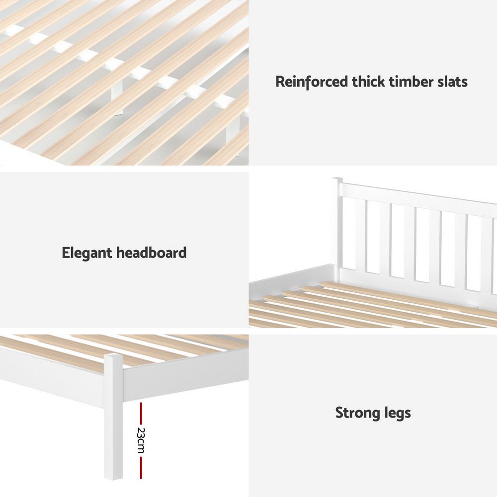 Queen Size Wooden Platform 2 Storage Drawers White Draw Bed Frame