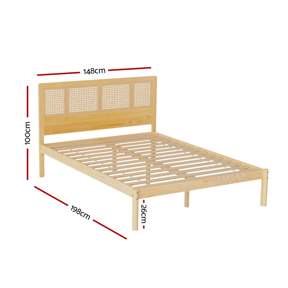 Bed Frame Double Size Rattan Wooden RITA