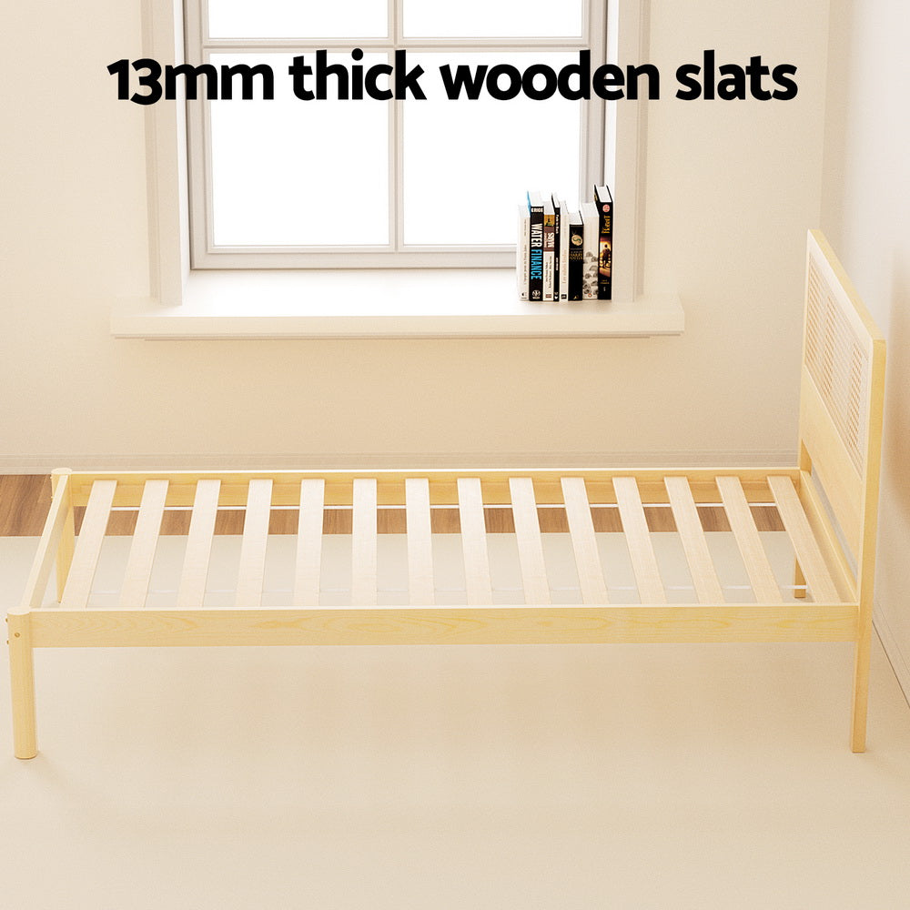 Bed Frame Single Size Rattan Wooden RITA