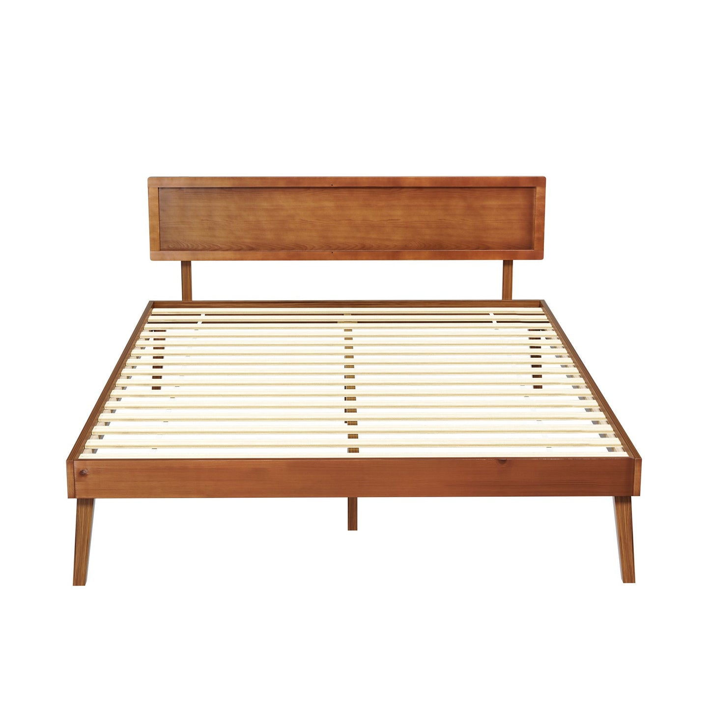 Queen Size Wooden Bed Base Walnut Splay Bed Frame