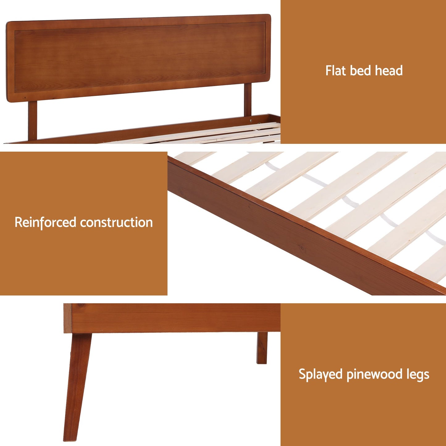 Frame Queen Size Wooden Bed Base Walnut Splay Wal Bed