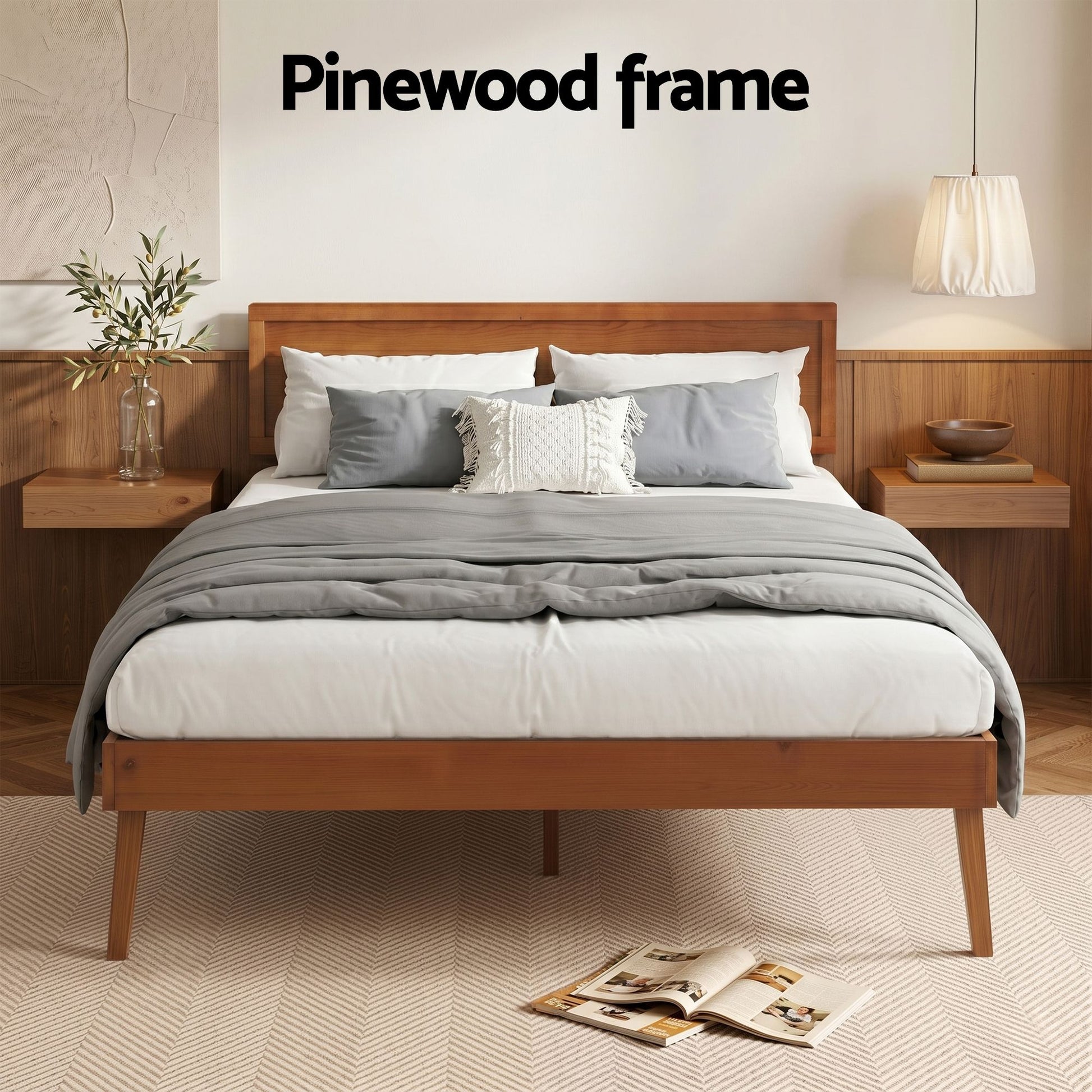 Size Wooden Bed Base Walnut Splay Wal Bed Frame Queen