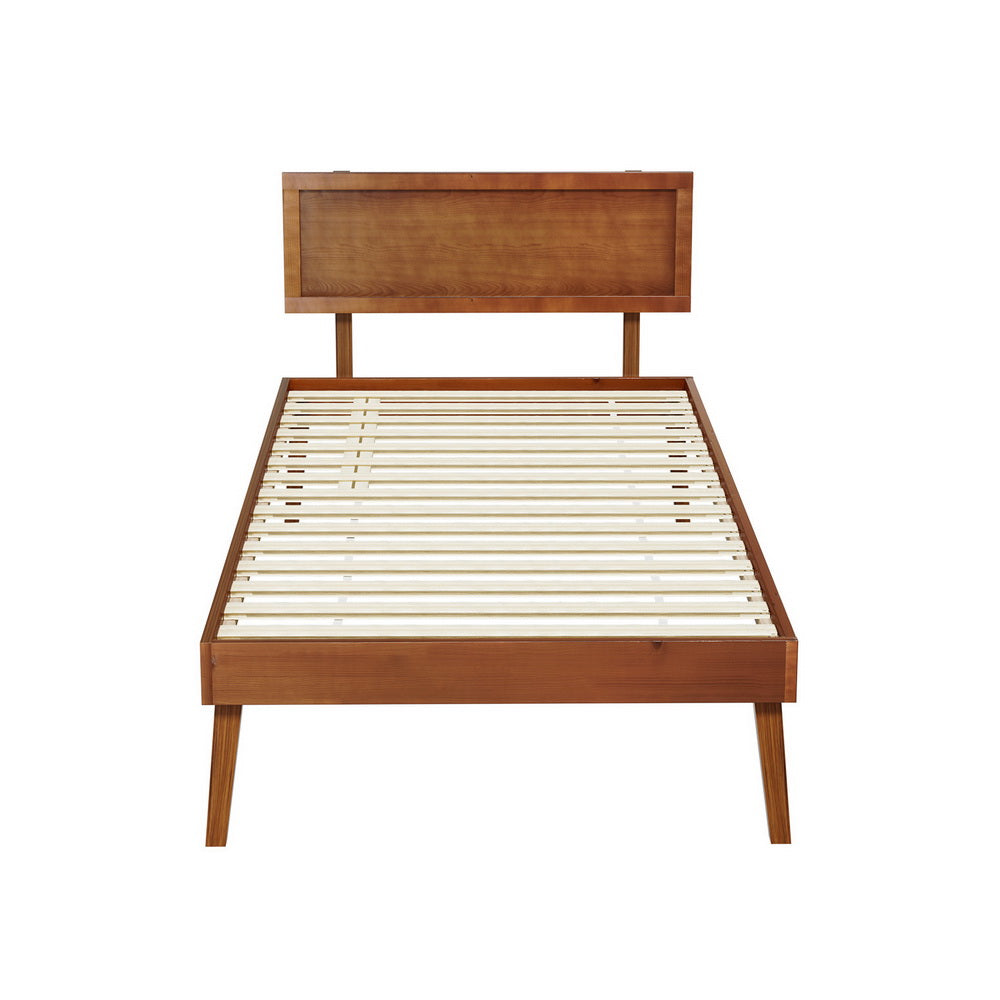 Bed Frame Single Size Wooden Bed Base Walnut SPLAY