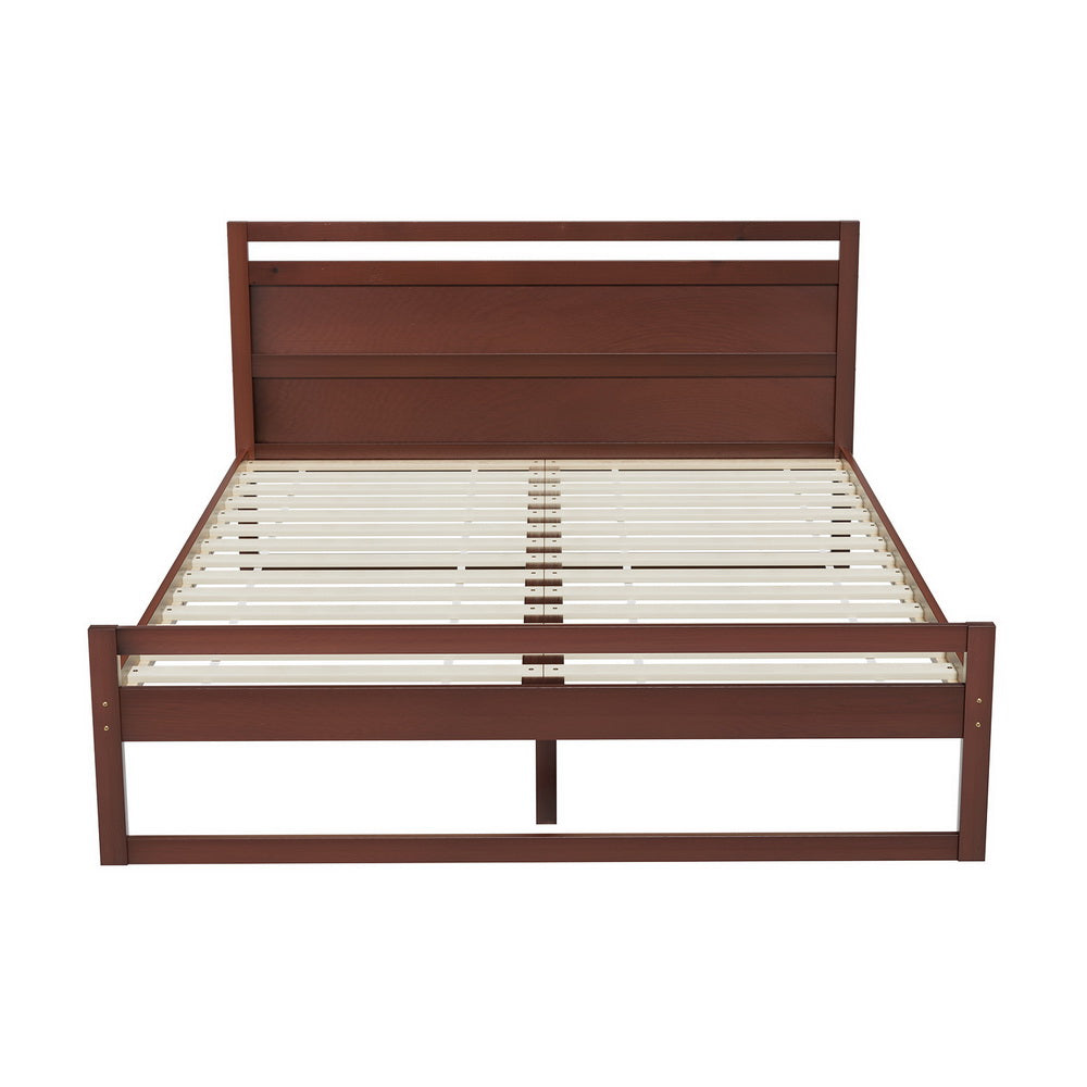 Bed Frame Double Size Wooden Walnut WITTON