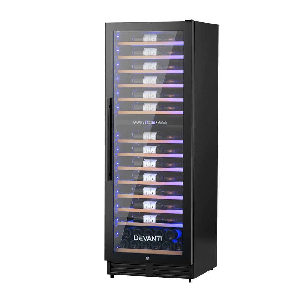 Devanti Wine Cooler Fridge Dual Zone 128 Bottles