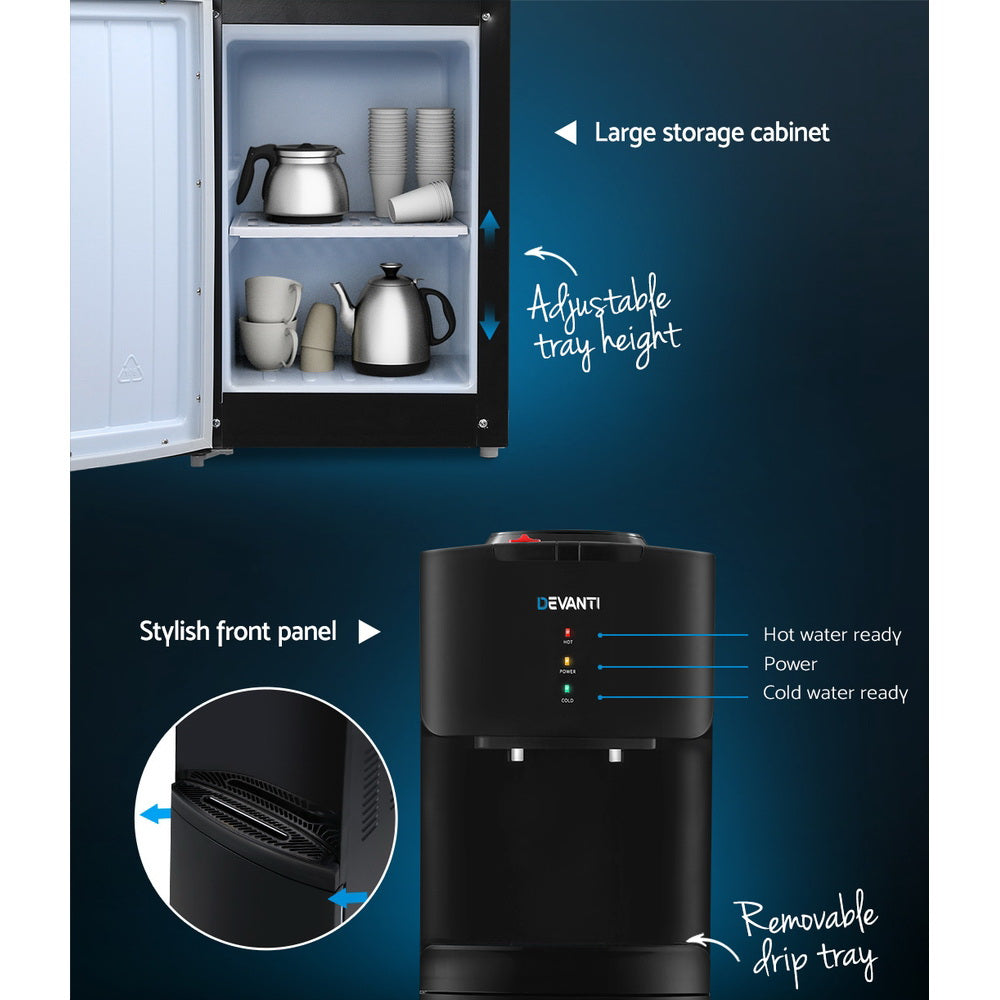 Water Cooler Dispenser Stand with 22L Bottle - Black with 2 Filters