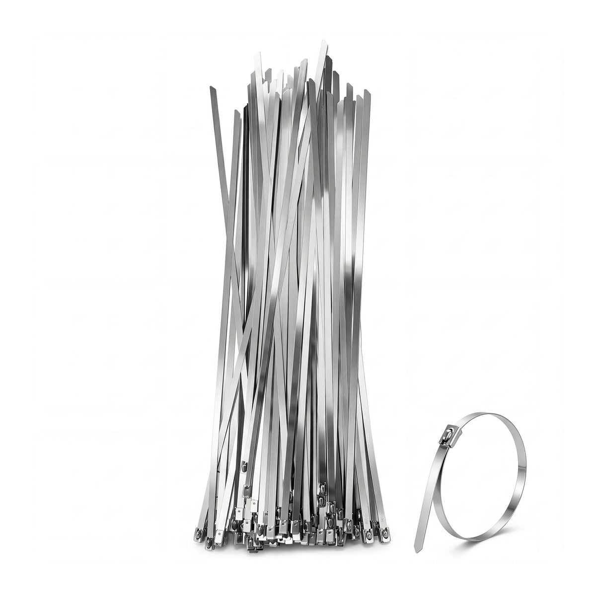 Steel Zip Tie Sliver 4.6mmx300mm 100pcs