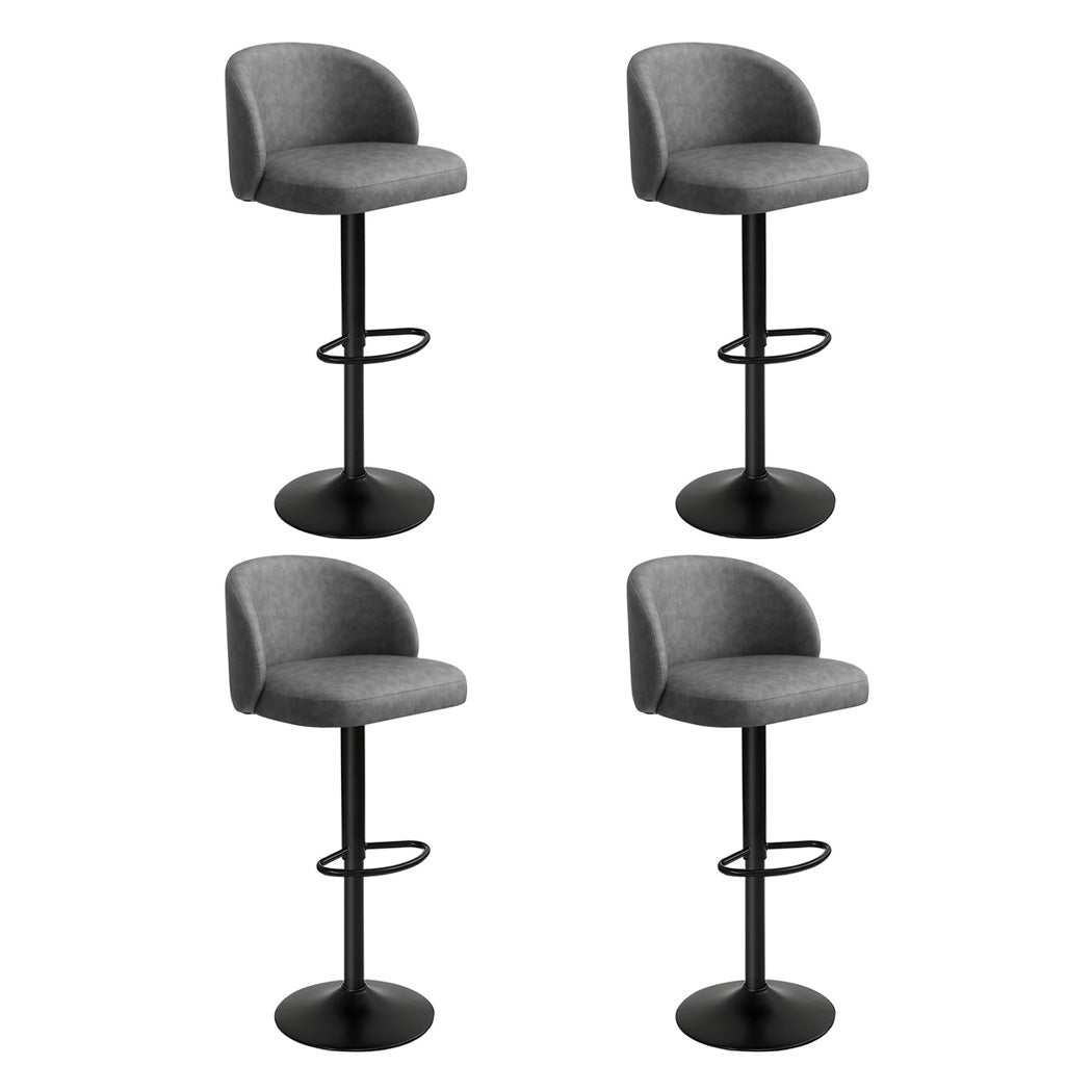 Levede 4x Bar Stool Swivel Gas Lift PU Leather Grey