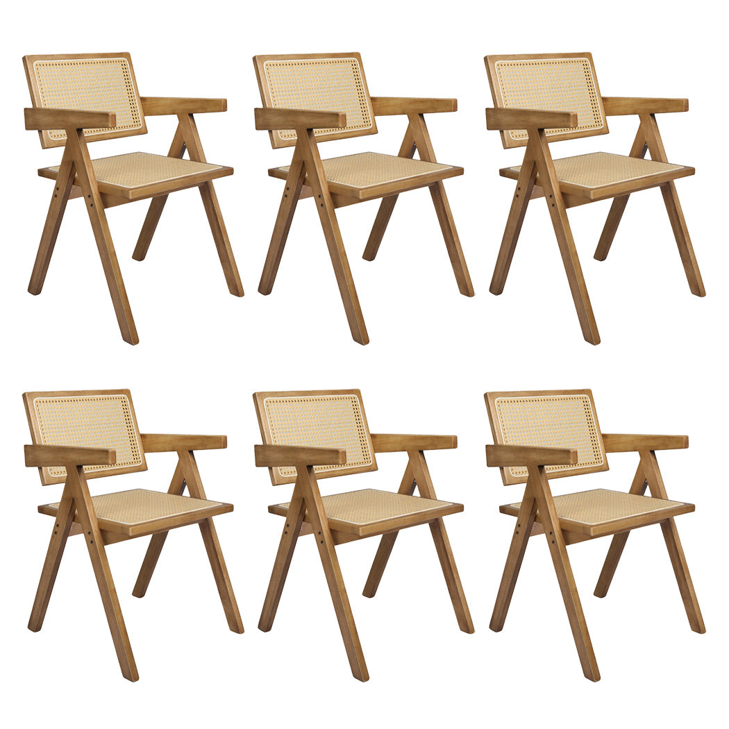 Levede 6x Dining Chair Solid Wood Rattan