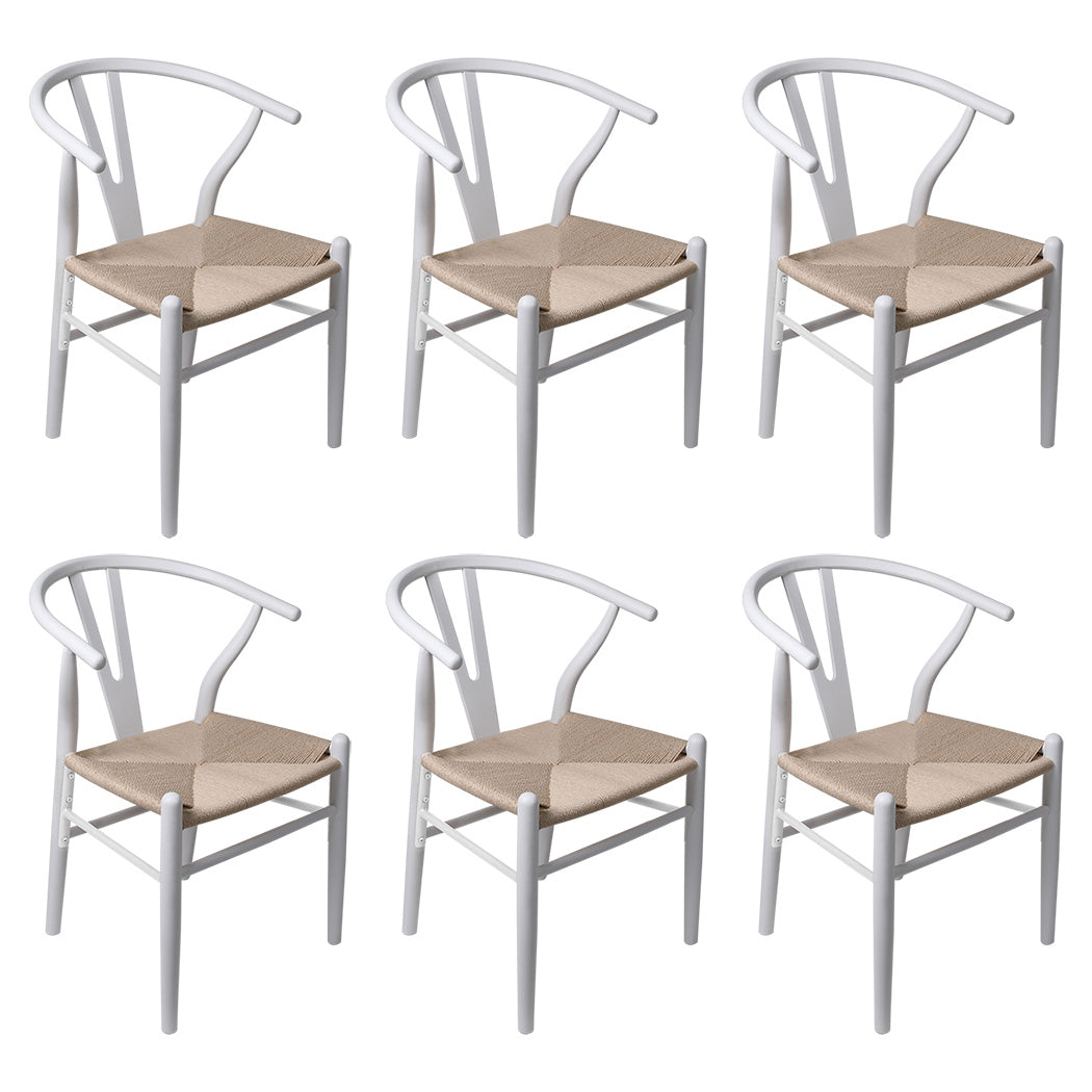 Levede 6x Dining Chairs Wooden Hans White