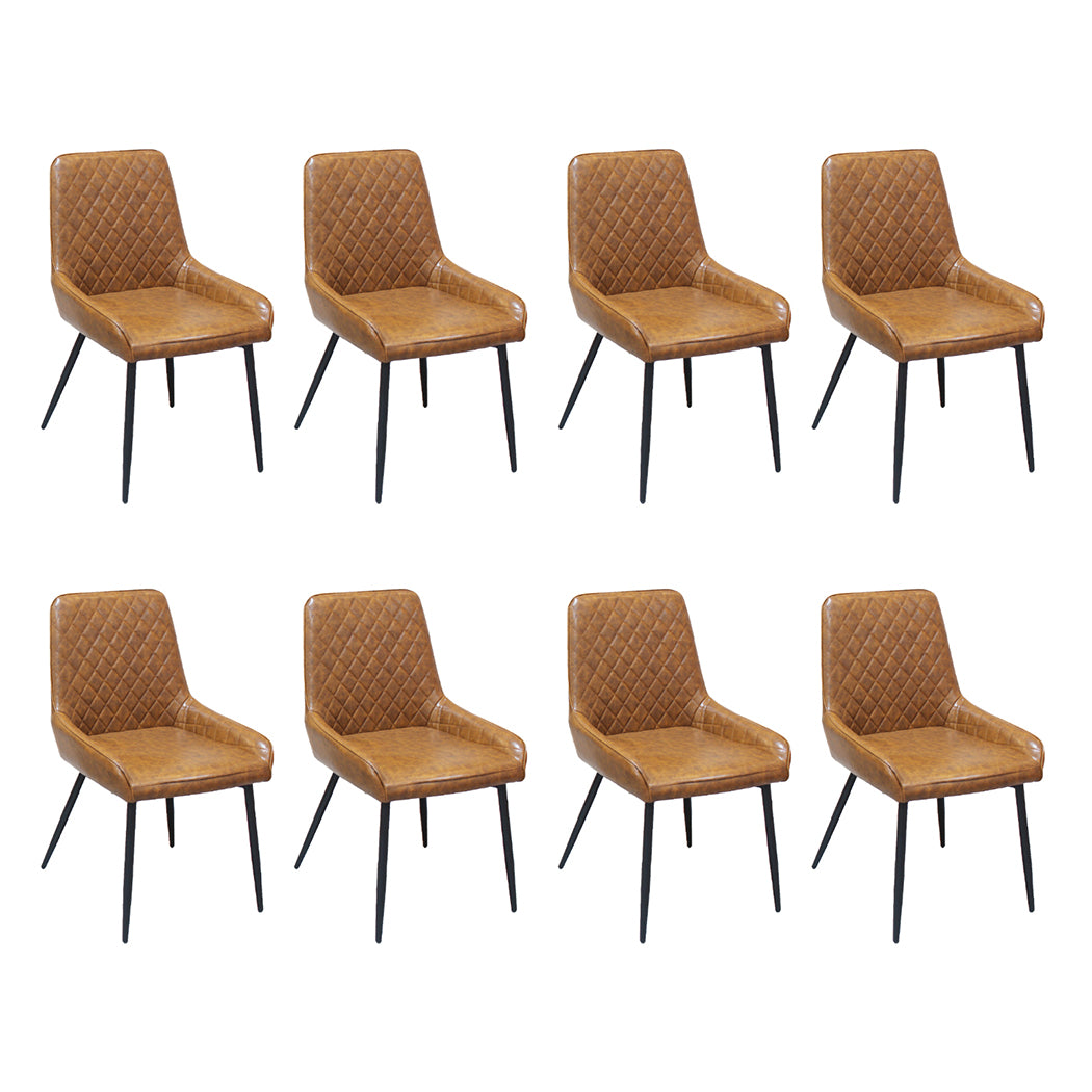 Dining Chairs x 8 Padded Seat PU Faux Leather