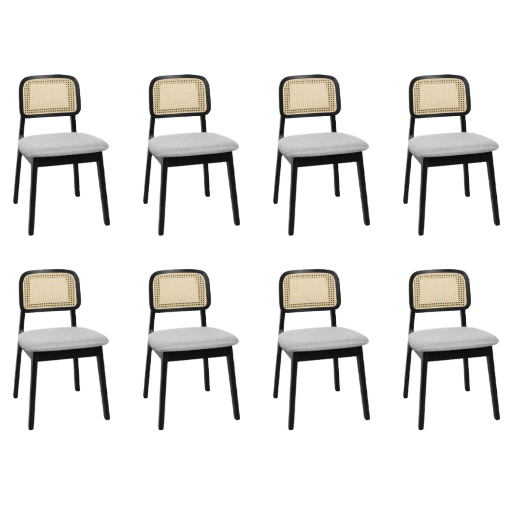 Levede Dining Chair Wood Rattan Armless Black x8