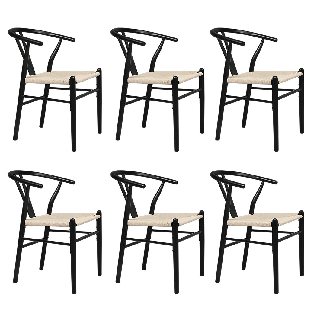 Levede 6x Dining Chairs Wooden Hans Black