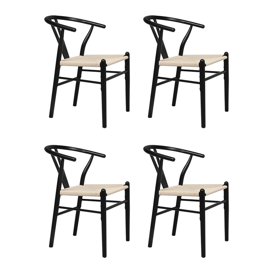 Levede 4x Dining Chairs Wooden Hans Black