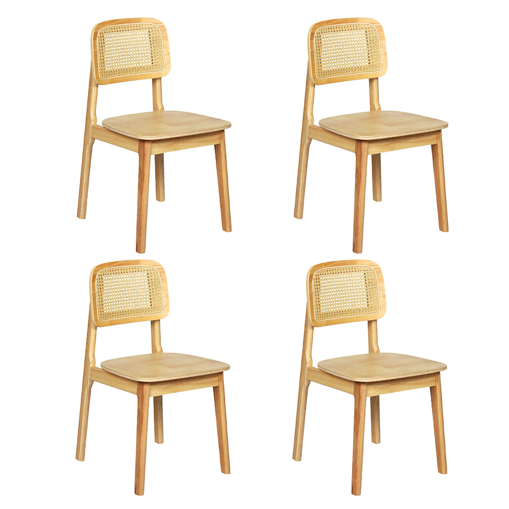 Levede 4x Rattan Dining Chair Wooden Kitchen Chair