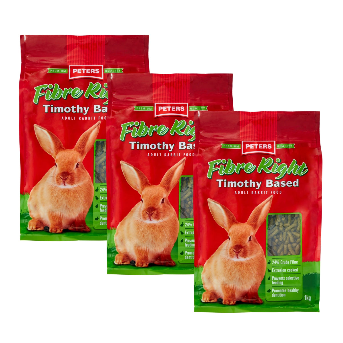 Peters Fibre Right Adult Rabbit 1Kg x3