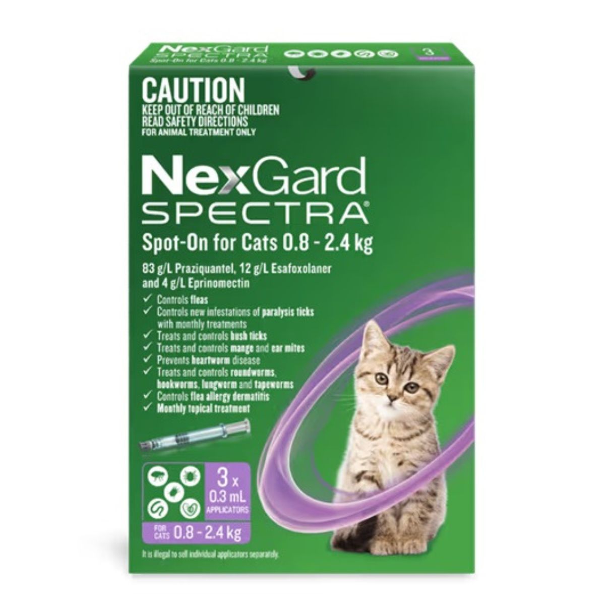 NexGard Spectra Spot-on Cats 0.8-2.4kg 3pk