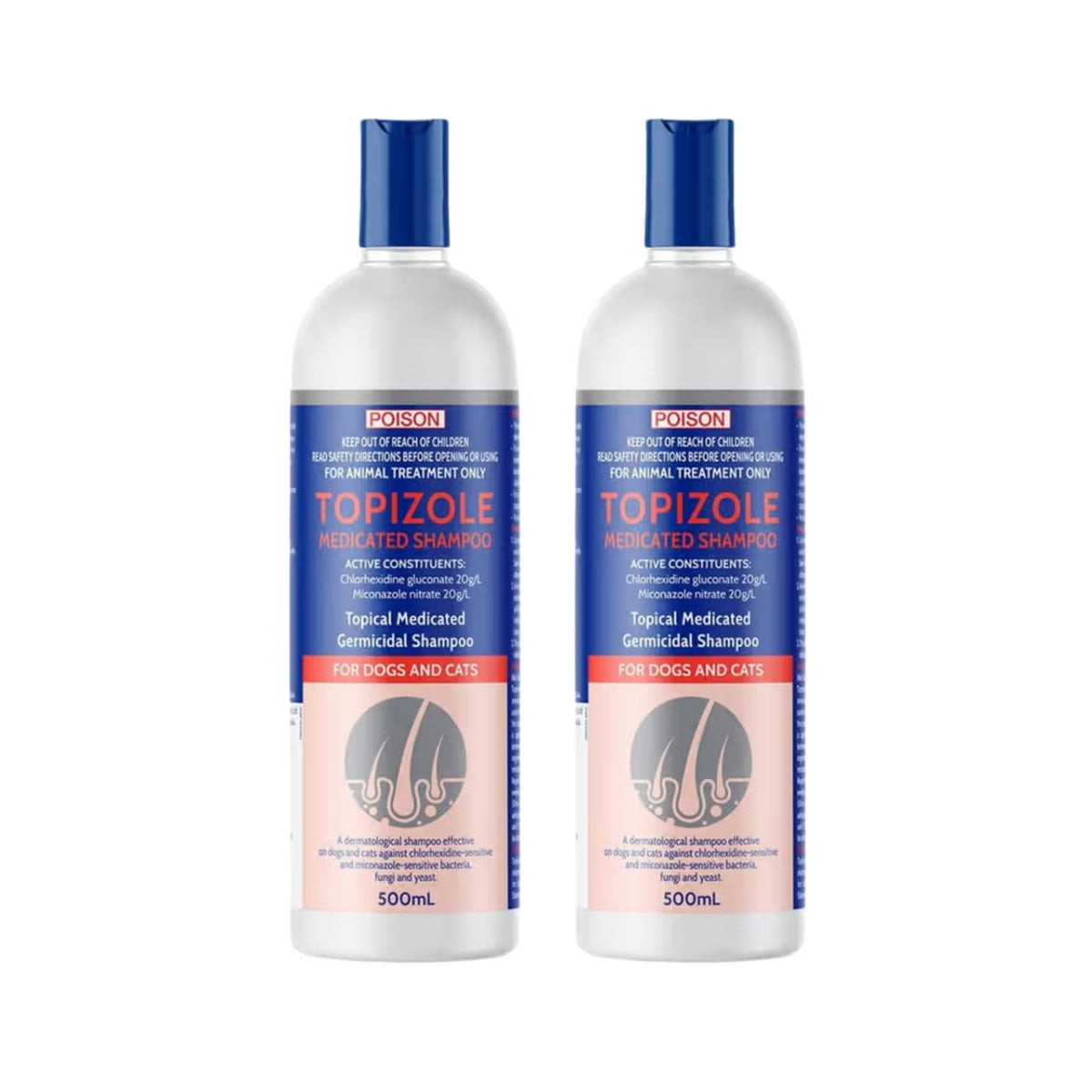 Fidos 500ml Topizole Medicated Shampoo x2