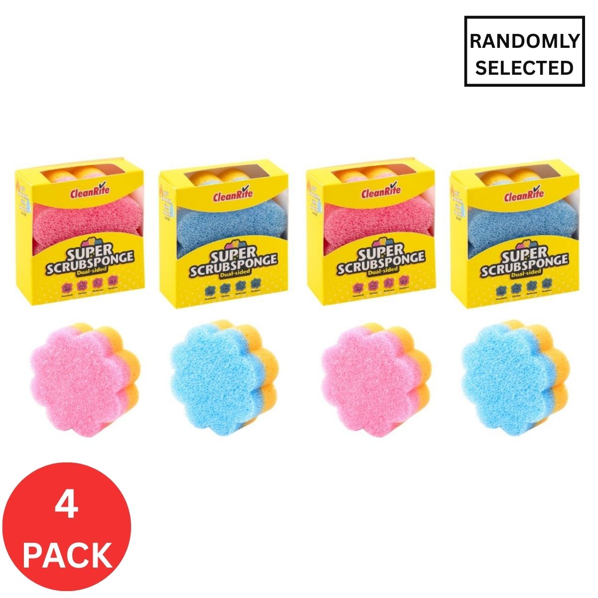 4x Cleanrite 10cm Dual Sided Sponge