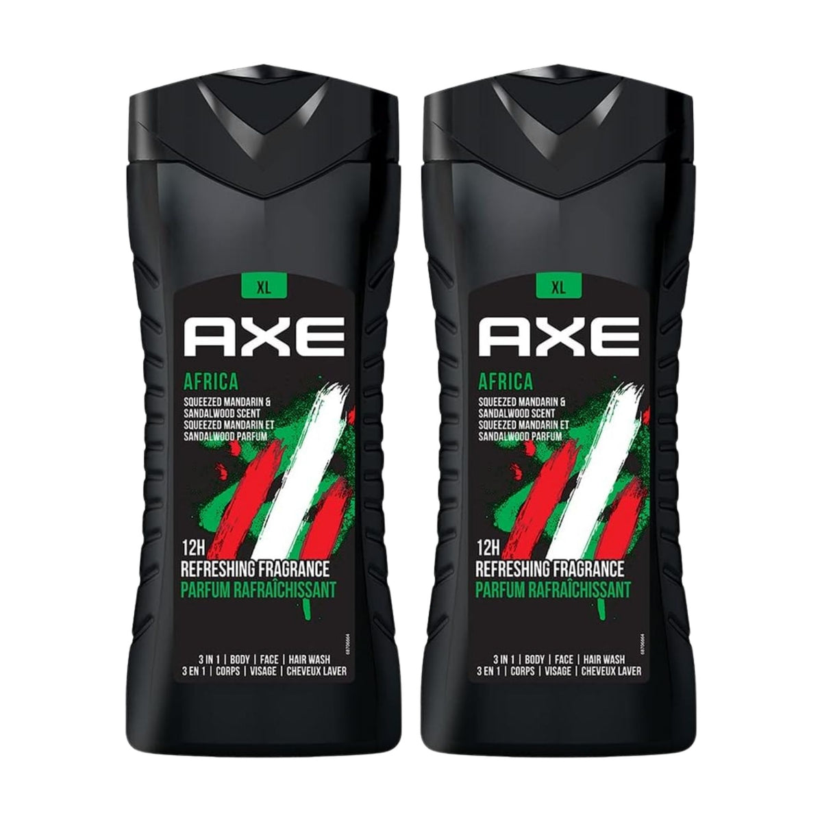 AXE 400mL Africa 3in1 Body Face Hair Wash x2