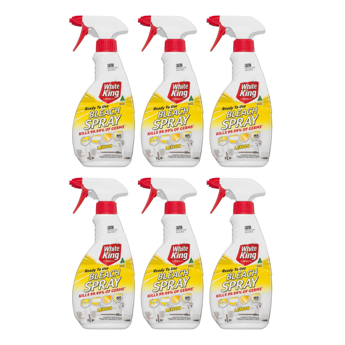 White King 500mL Lemon Bleach Spray x6