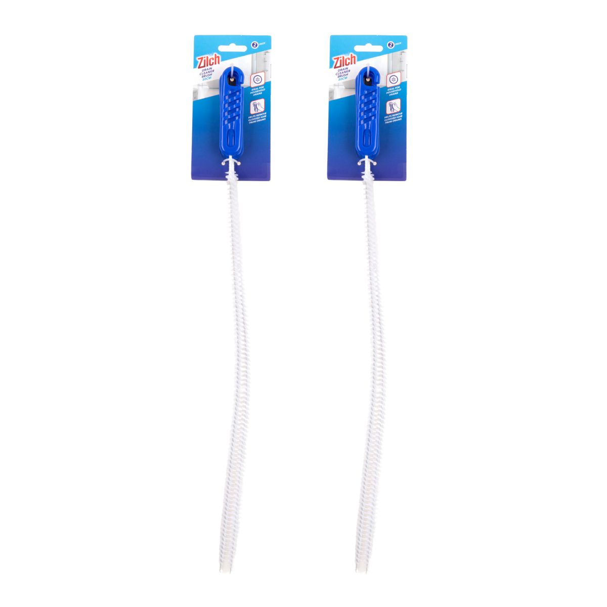 2x Zilch 50cm Brush Drain Cleaner 2pk