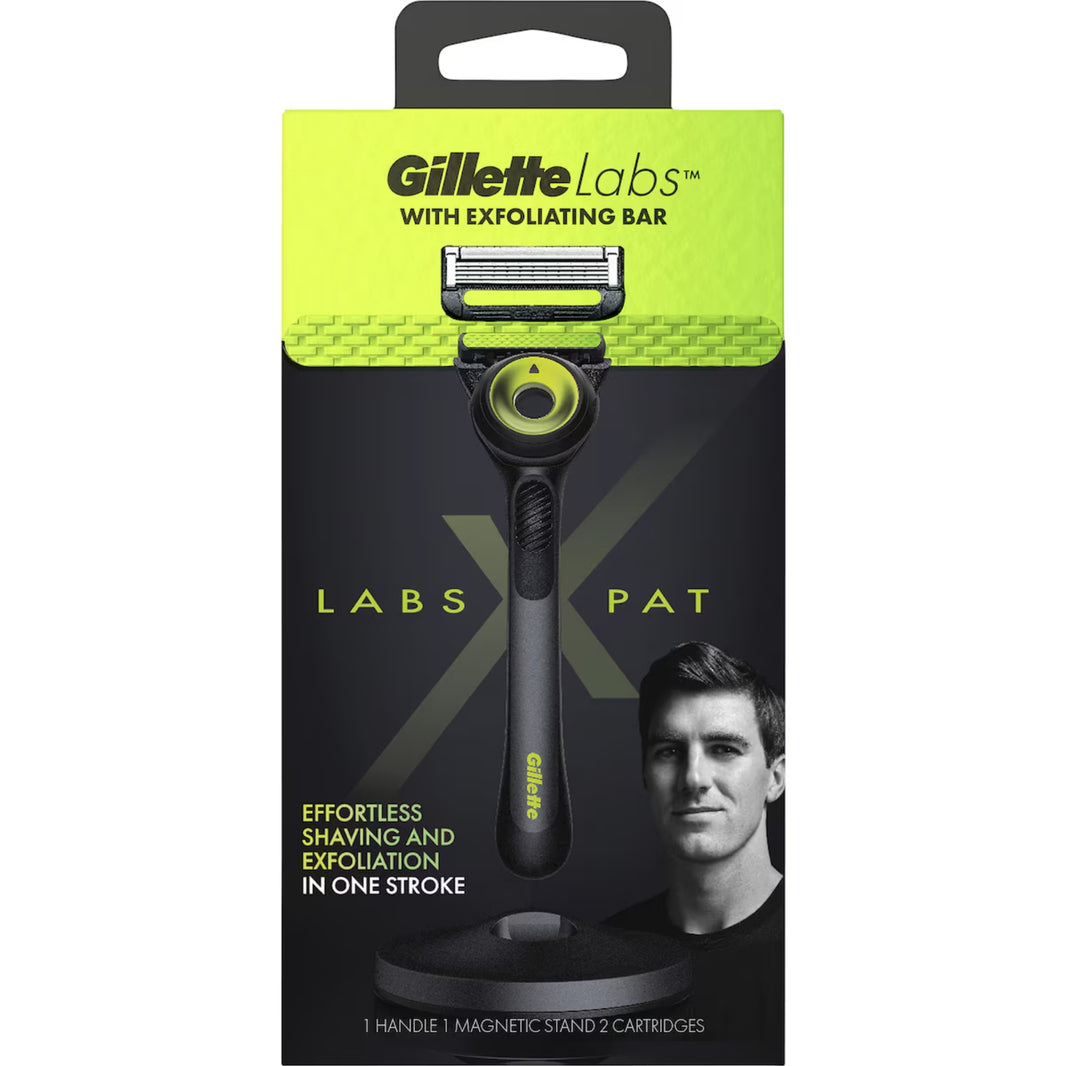 Gillette P Cummins Labs Razor Handle +2 Cartridges & Magnetic Stand