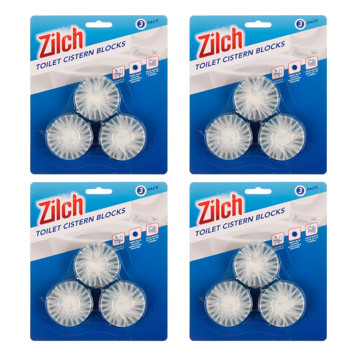 4x Zilch Toilet Cistern Blocks 3pk