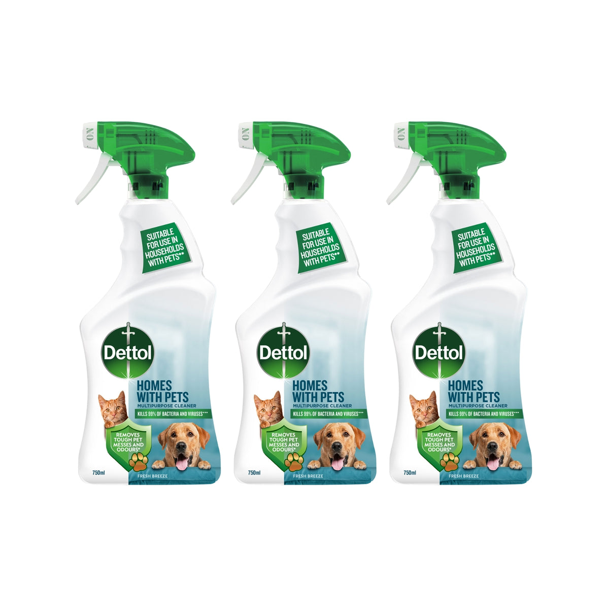 Dettol 750ml Homes with Pets Multipurpose Cleaner x3