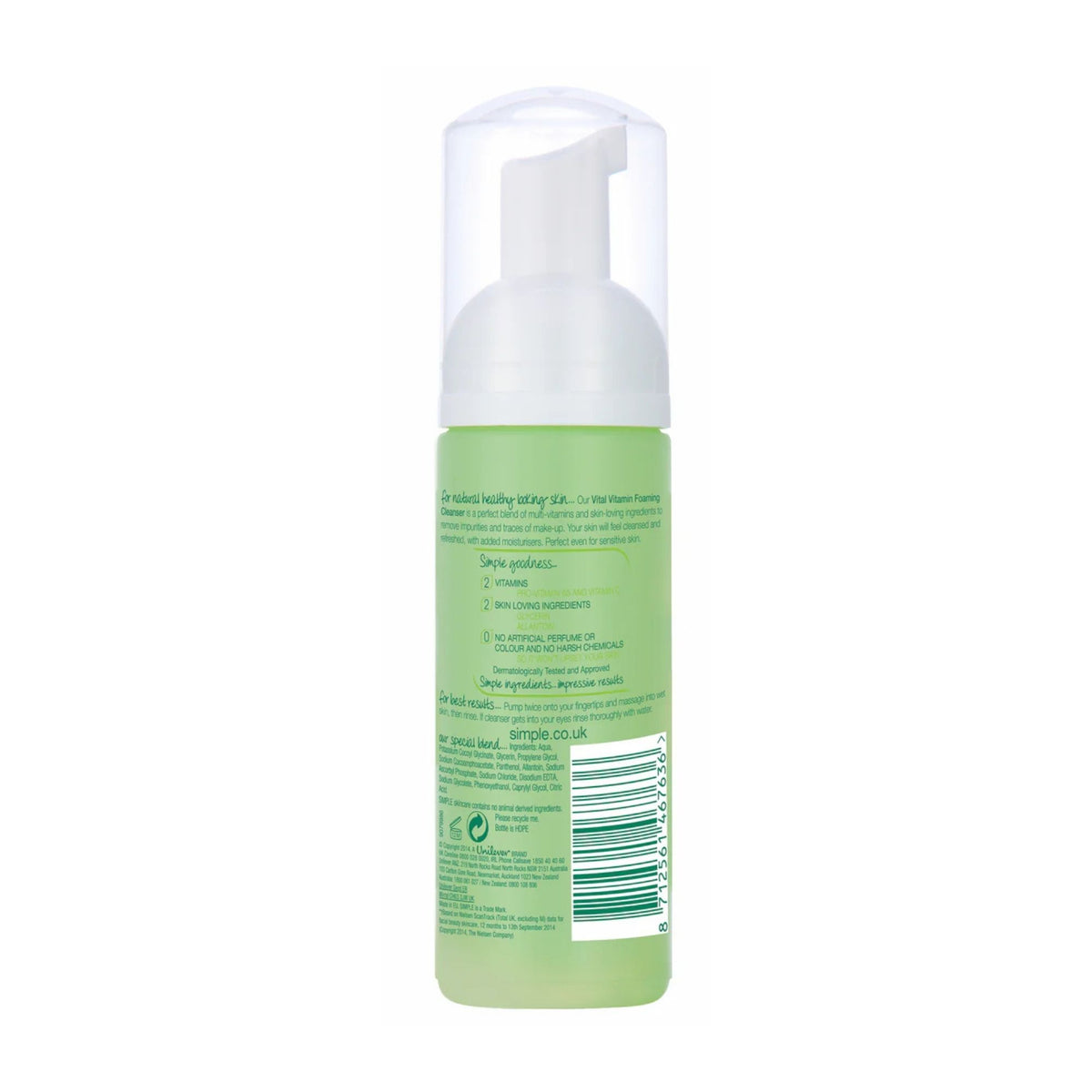 Simple 150mL Vital Vitamin Foaming Cleanser x2