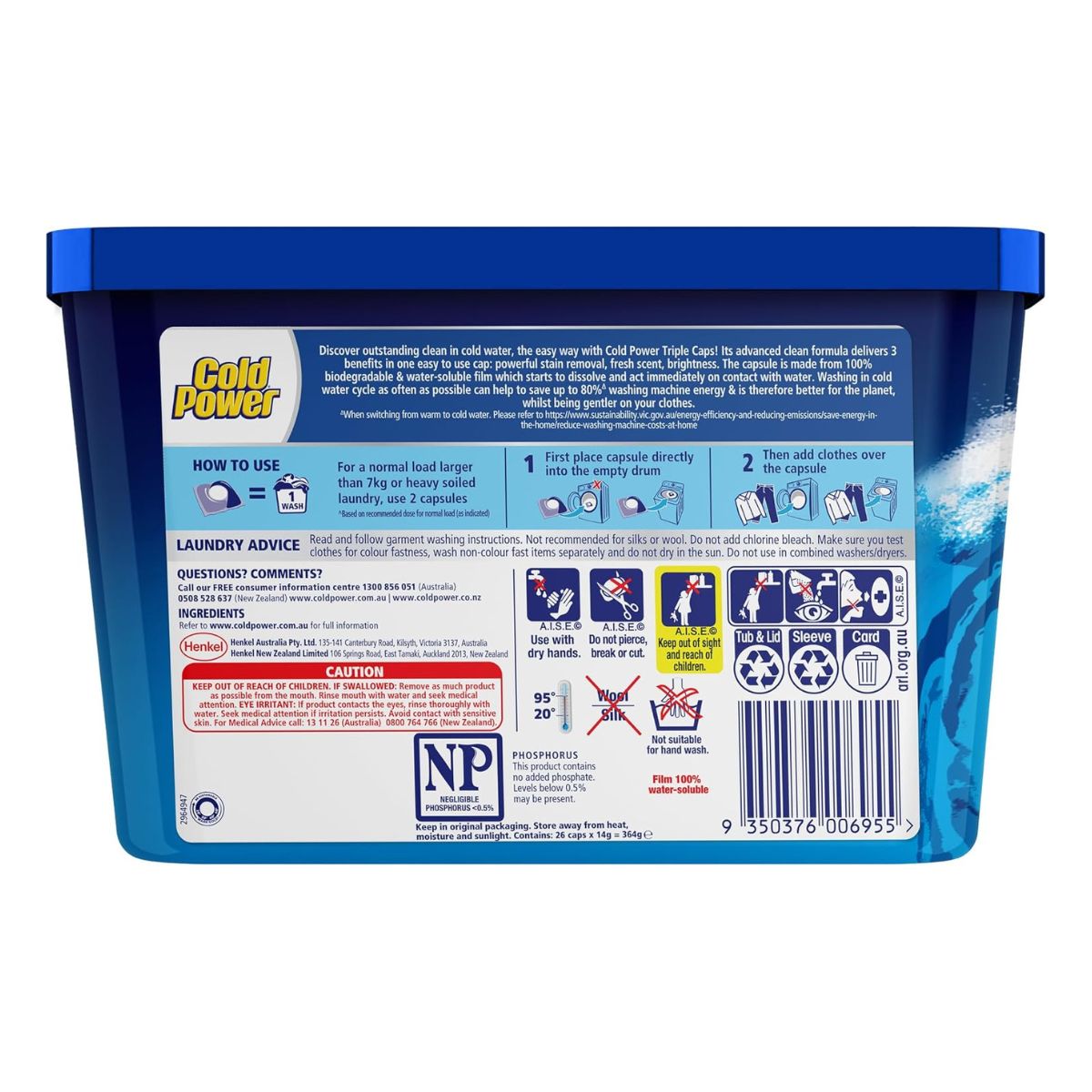 Cold Power Advanced Clean x 104 Laundry Detergent Capsules