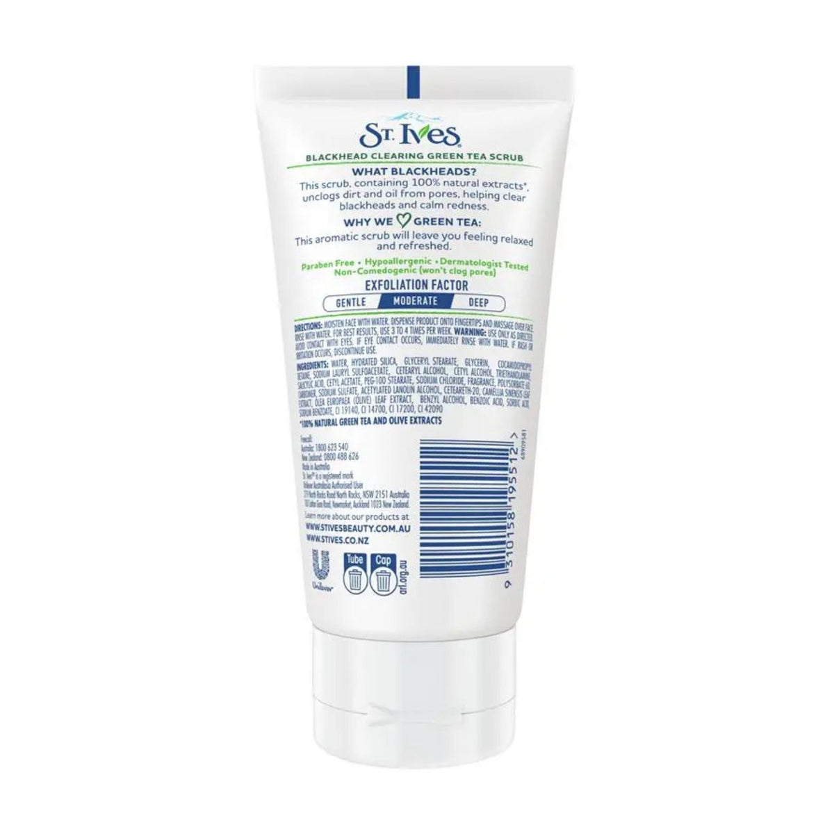 St Ives 150mL Green Tea Blackhead Clearing Acne Cleanser Scrub